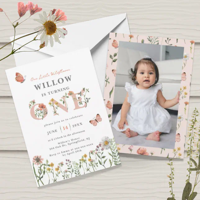 Watercolor Little Wildflower 1st Birthday Invitation | Zazzle