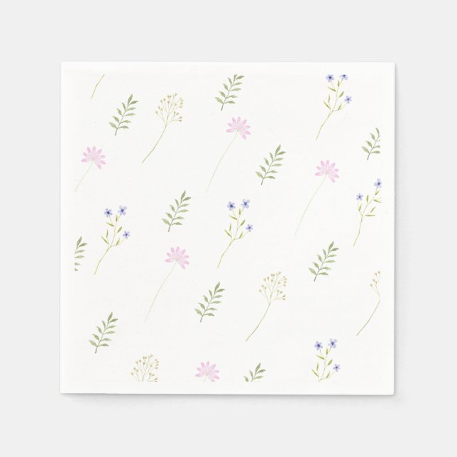 Watercolor Little Wildflower  Napkins (Front)