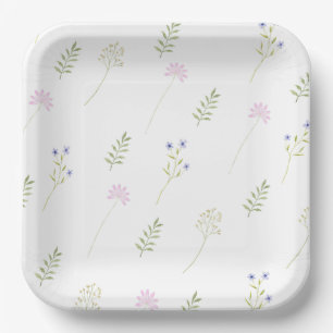 Watercolor Little Wildflower Paper Plates