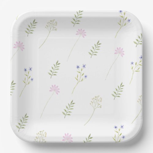 Watercolor Little Wildflower  Paper Plates