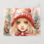 Watercolor Little Winter Fae  Holiday Postcard
