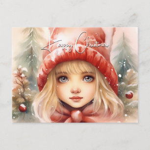 Watercolor Little Winter Fae Holiday Postcard