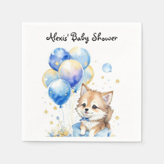 Watercolor little Wolf Baby Shower Napkins