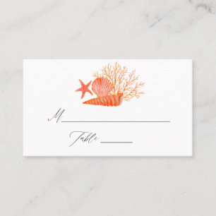Watercolor Living Coral Beach Wedding Place Card