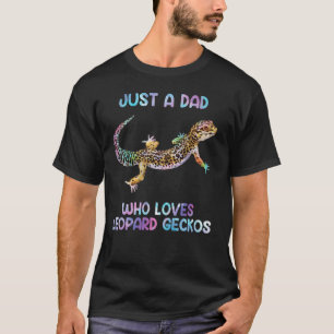 Watercolor Lizard Just A Dad Who Loves Leopard Gec T-Shirt