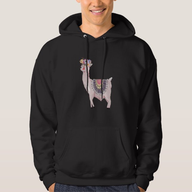 Watercolor Llama Alpaca Boy  Girl  Kids Hoodie (Front)
