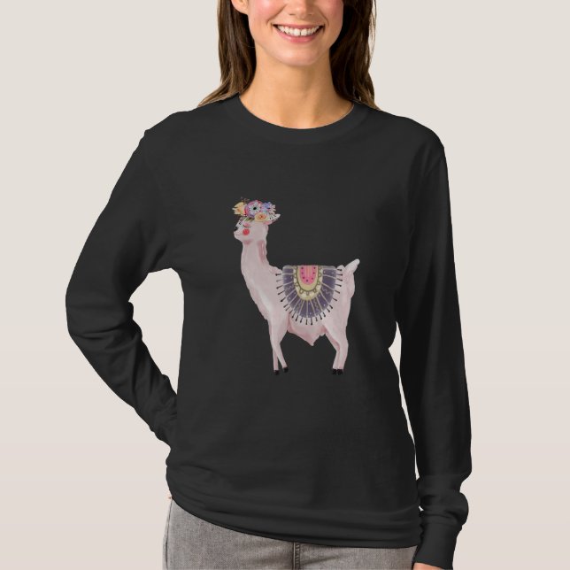 Watercolor Llama Alpaca Boy  Girl  Kids T-Shirt (Front)