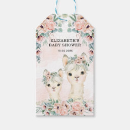 Watercolor Llama Blush Flower Girl Baby Shower Gift Tags