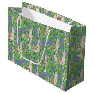 Watercolor Llama & Catus Pattern Large Gift Bag