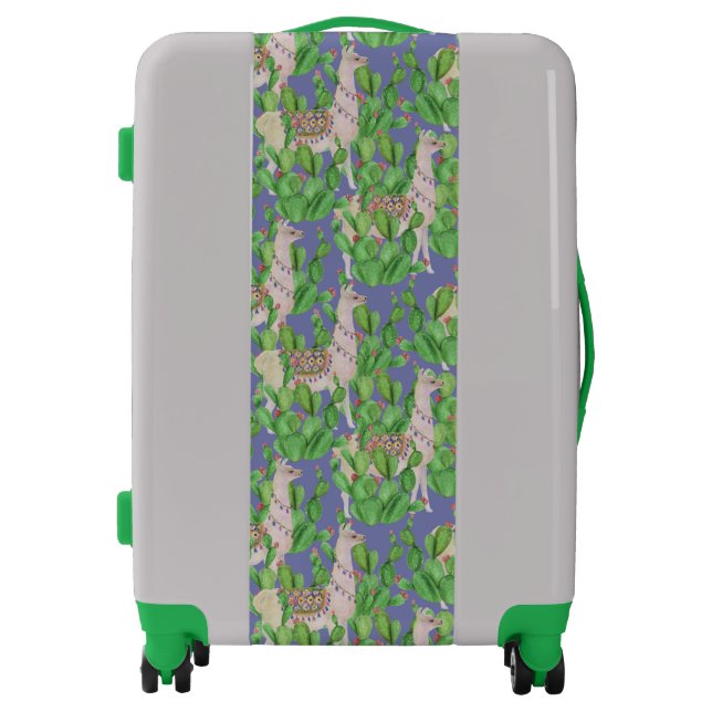 Watercolor Llama & Catus Pattern Luggage (Front)