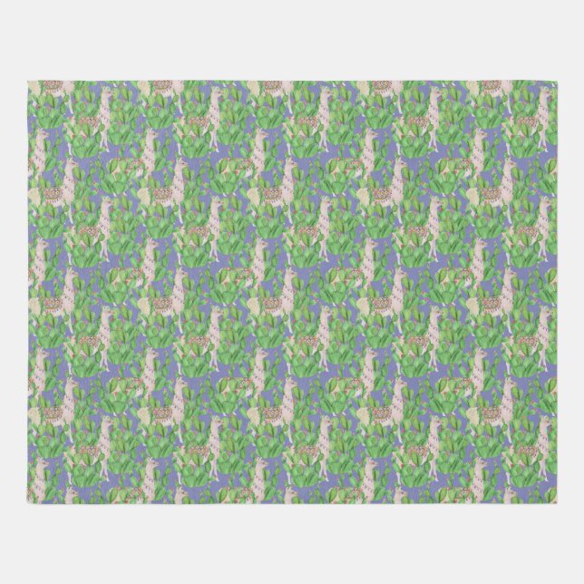 Watercolor Llama & Catus Pattern Rug (Front)