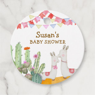 Watercolor Llama Desert Cactus Fiesta Baby Shower  Favor Tags