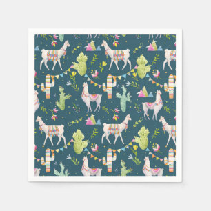 Watercolor Llama Flag Pattern Napkins
