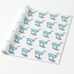 Watercolor Llama in Blue Sweater Wrapping Paper