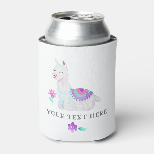 Watercolor Llama Kids Birthday Party Can Cooler