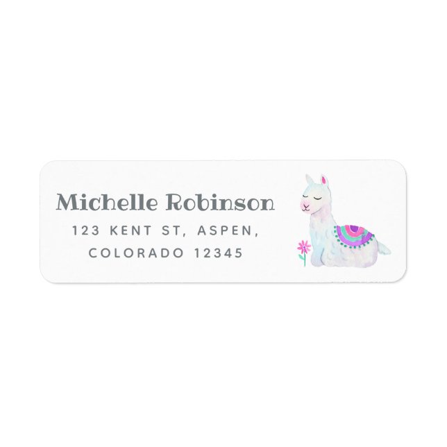 Watercolor Llama Kids Label (Front)