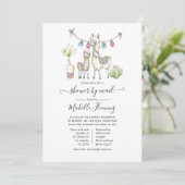 Watercolor Llama themed Baby Shower by Mail Invitation (Standing Front)