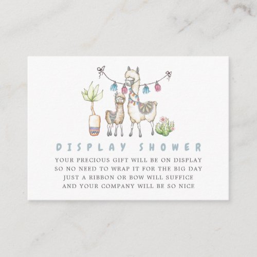 Watercolor Llama themed Baby Shower Display Shower Enclosure Card