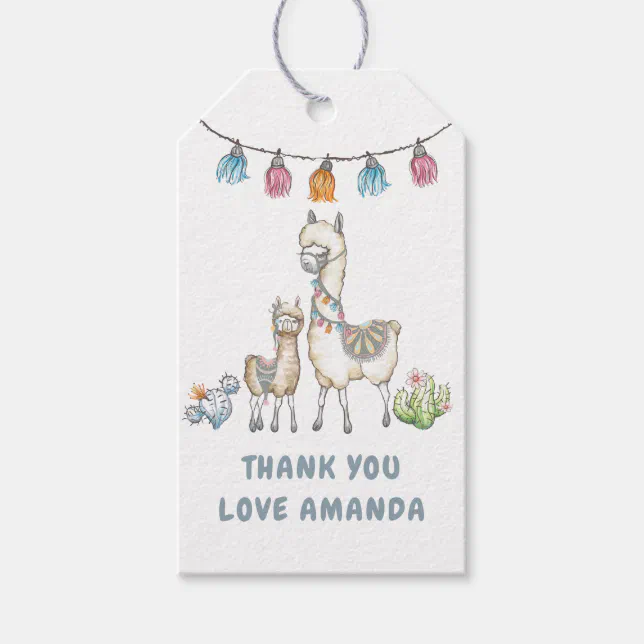 Watercolor Llama themed Baby Shower Gift Tags | Zazzle