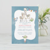 Watercolor Llama themed Baby Shower Invitation (Standing Front)