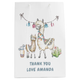 Watercolor Llama themed Baby Shower Medium Gift Bag