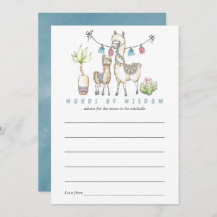 Watercolor Llama themed Baby Shower Mom Advice Invitation