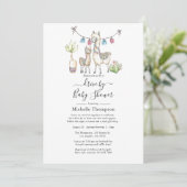 Watercolor Llama themed Drive By Baby Shower Invitation (Standing Front)