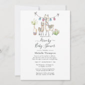 Watercolor Llama themed Drive By Baby Shower Invitation (Front)