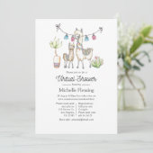 Watercolor Llama themed Virtual Baby Shower Invitation (Standing Front)