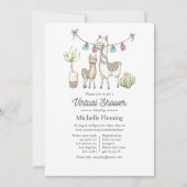 Watercolor Llama themed Virtual Baby Shower Invitation (Front)