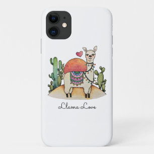 Watercolor llama With Cactus iPhone 11 Case
