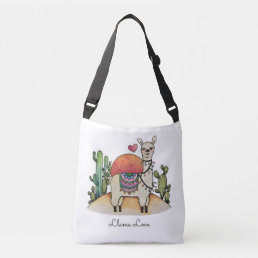 Watercolor Llama With Cactus Crossbody Bag