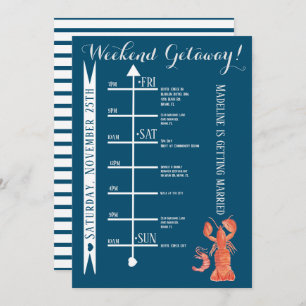 Watercolor Lobster Bachelorette Weekend Getaway Invitation