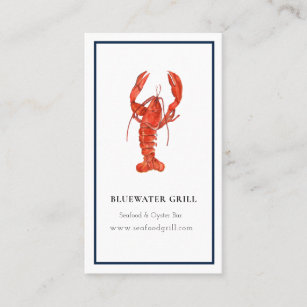 Watercolor Lobster chef, restaurant business card