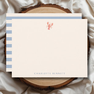 Watercolor Lobster Coastal Blue Personalized Note Card