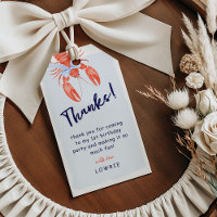 Watercolor Lobster Coastal Thanks Birthday Favor