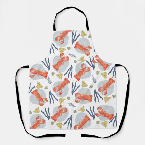 Watercolor Lobster Crustacean Beach Sand Dollars  Apron