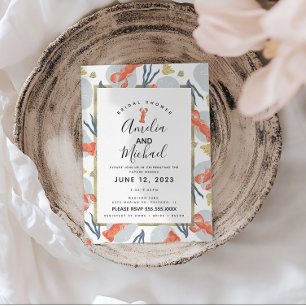 Watercolor Lobster Crustacean Bridal Shower  Postcard