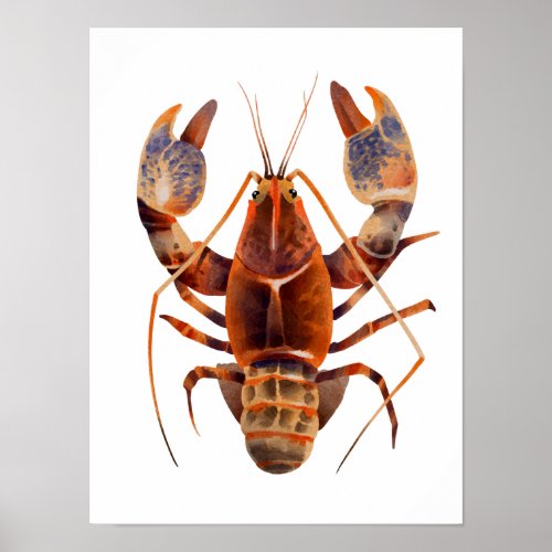 Watercolor Lobster Crustaceancore Poster