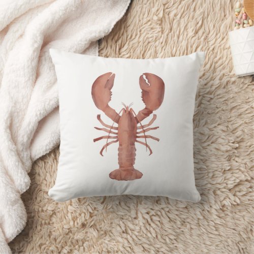 Watercolor Lobster Nautical Home Decor Throw Pillow