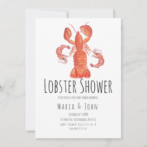 Watercolor Lobster Party Baby Shower Invitations