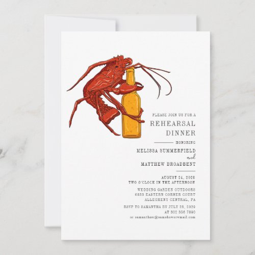 Watercolor Lobster Seafood Rehearsal Dinner Invitation