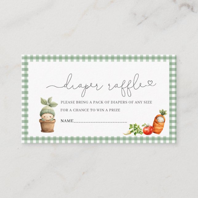   Watercolor Locally grown baby shower diaper raff Enclosure Card (Front)