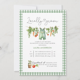 Watercolor Locally Grown Baby Shower Invitation
