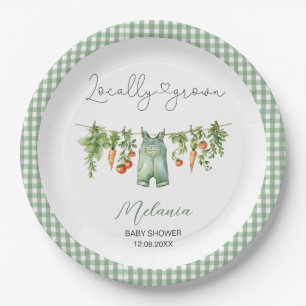 Watercolor Locally grown baby shower Paper Pl Paper Plates