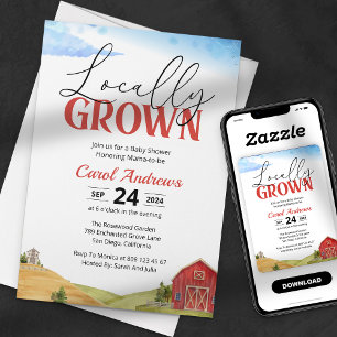 Watercolor Locally Grown Farmer Market Baby Shower Invitation