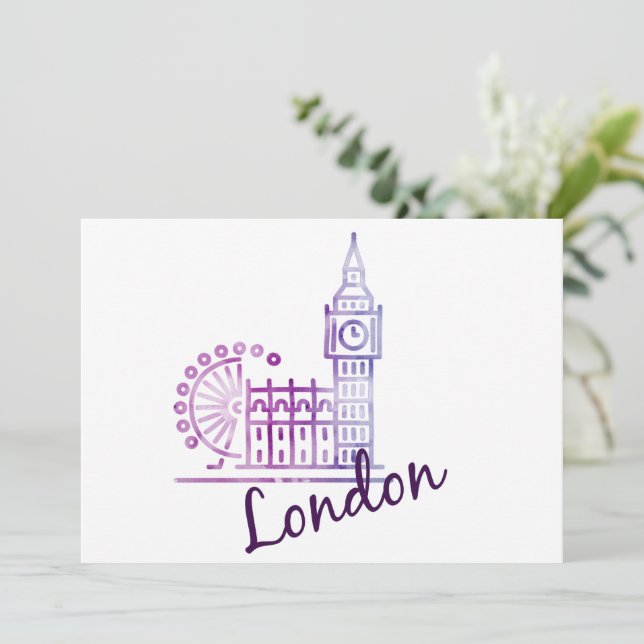 Watercolor London Big Ben Holiday Card – British  (Standing Front)