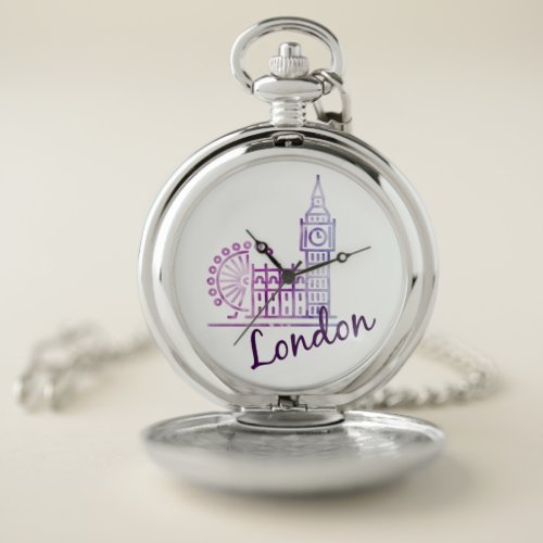 Watercolor London Big Ben Pocket Watch