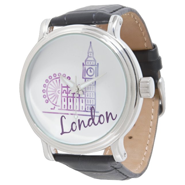 Watercolor London Big Ben Watch – Travel Gift  (Angled)