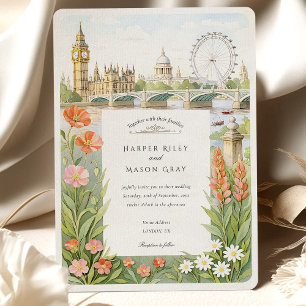 Watercolor London Big Ben Wedding Invitation